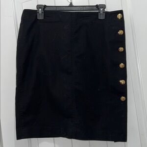 Lauren Ralph Lauren Black Skirt Button Down Side Crested Button Closure Size 10